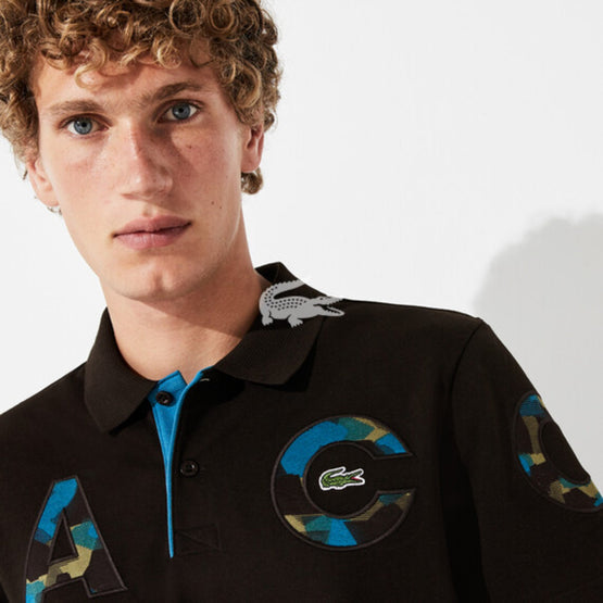 Lacoste Lacoste Men'S Camouflage Signature Ultra-Light Cotton Polo Shirt -  Black/Black-Illumination-Bush 06E-Illumination